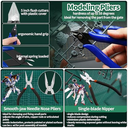 108Pcs Modeler Basic Tools Craft Set, Hobby Modeling Tools for Gundam Model Car Airplane Repairing & Fixing