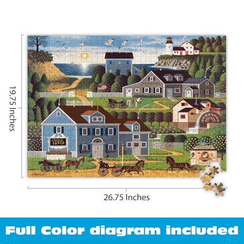 Buffalo Games - Charles Wysocki Sunset Bay - 1000 Piece Puzzle for Adults | Art by Charles Wysocki, Frameable Art, Made in USA, Recycled Board, Includes Poster, Challenging, intermediate to expert - color: Sunset Bay
