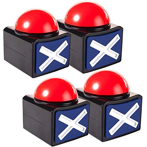 JIALITFUN Game Answer Buzzers 4 Pack, Games Buzzer for Trivia Quiz Got Talent Games with Lights and Sound Game Show Button Family Feud Board Game