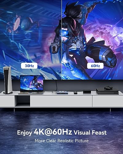 HDMI Switch 5 in 1 Out 4K@60Hz, GANA HDMI Splitter Switcher with Remote, Aluminum HDMI 2.0 Switch Box Hub for 3D, HDCP2.2, HDR, Compatible with Xbox, PS5/4/3,Fire Stick,Roku,Blu-Ray Player, Blue - color: Blue