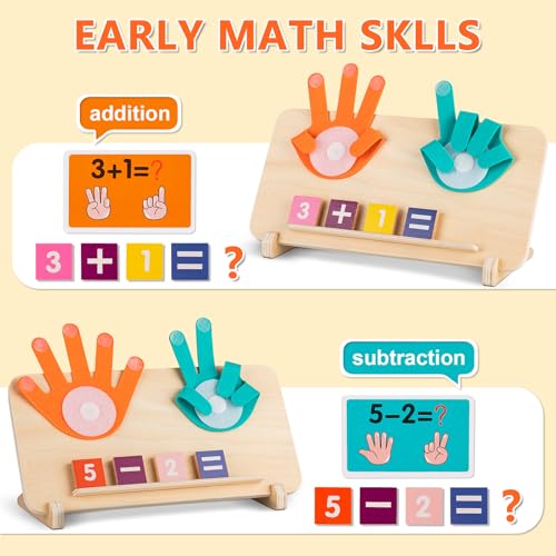 GUEETIC® Preschool Math Manipulatives Learning Toys for Toddlers 2-4 | Montessori Number Counting Block Toys for Kids, Educational Toys for 3-5 Year Old Boys Girls Christmas Birthday Gifts