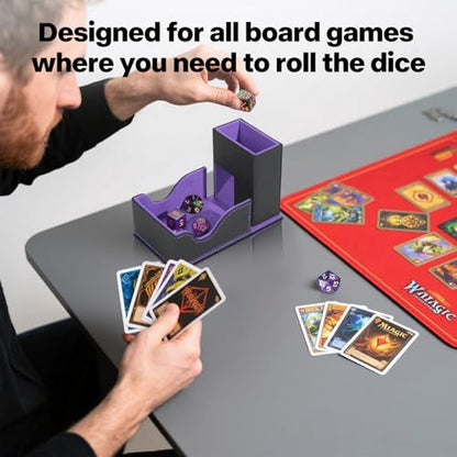 Dice Roller Tower, Premium DND Magnetic Dice Tray, Foldable PU Leather Dice Tower RPG Gifts for Dungeons and Dragons MTG Dm & Player Black/Violet - color: Black/Violet