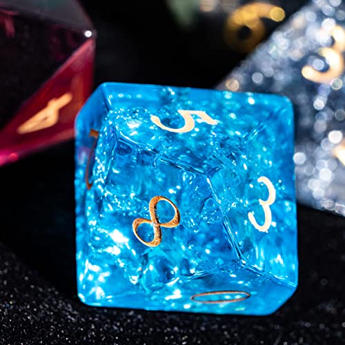 UDIXI Mystery DND Dice Set, 7PCS Gemstone or Glass Dice for Tabletop Games | Random Stone Dice, Premium Gift Box, DM Gift, for Dungeons and Dragons Role Playing Games - color: Gems
