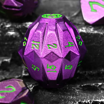 FONVGOGO Metal DND Dice Set Polyhedral for Dungeons and Dragon RPG Gift | Unique Cool Stonehenge Design,Solid D and D Dice for DND Lovers,Heavy Duty for Tabletop Role Playing Game TTRPG,Purple Green - color: S Purple Green