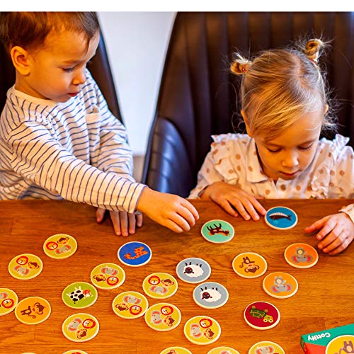 Montessori-Inspired Wooden Matching Game for Toddlers 2-4 Years - Durable, Scratch-Resistant 16 Card Set, Includes Carry Bag - Memory Game for Toddlers 2-4 Years - Cognitive Verbal Skills Development - size: Animals 16 cards