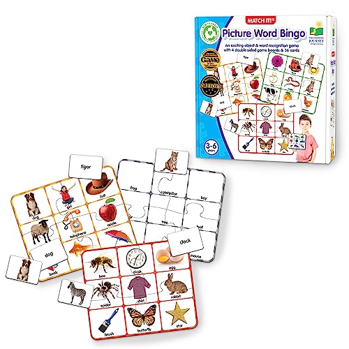 The Learning Journey: Match It! Bingo - Picture Word - Reading Game for Preschool and Kindergarten 36 Picture Word Cards, 9.5" H x 8" W x 0.1" D - style: Picture Word