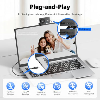 Acer 4K Webcam for PC/Mac with All-Metal Unibody Sculpted, Sony 1/2" Sensor, PDAF, 2 Noise Reduction Mics, Privacy Cover for Switch 2/Zoom/Teams/Facetime/YouTube/Google Meet