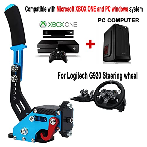 Obokidly 14Bit USB Handbrake SIM for Xbox ONE Racing Games Compatible with Logitech G920 Not for G923 FANATECOSW Dirt Rally Without Clamp (Blue) - color: Blue