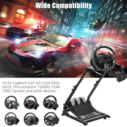 Garvee Racing Wheel Stand, Steering Wheel Stand Compatible with Logitech G920 G29 G27 G25 Gaming Cockpit Height Adjustable Foldable Gaming Racing Simulator Steering Wheel Stand NOT Included, Black