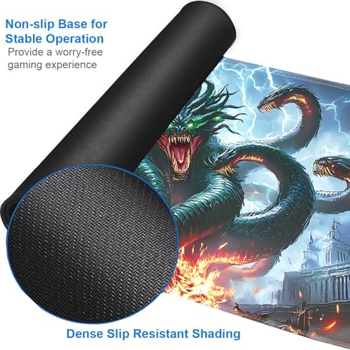 for MTG Game Playmat - 24 x 14 inches with Dices and Storage Bags, Non-Slip Base for TCG and Board Game Card Mats, Trading Card Games Mat, Demon Dragon Pattern Collectible Card Playmats - color: Jv-playmat-p7-1-g193