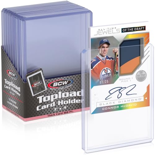 BCW Thick Card Topload Holder | Holds Relic, Patch, and Jersey Cards | Protective Card Sleeves for Collectibles and Trading Cards | Protective Rigid Plastic Display Card Holder (168 pt. / 4.25 MM) - color: 168 Pt. / 4.25 Mm