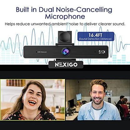 Zoom Certified, NexiGo N950P 4K Zoomable Webcam with Remote Control, Sony_Starvis Sensor, 5X Digital Zoom, Pro Web Camera with Dual Stereo Mics, for Zoom Skype Teams Twitch - style: Webcam 4K