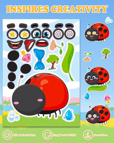 Aowplc Spring Make-a-Face Stickers for Kids 48 Sheets Mix 'n Match Cute Spring Crafts & Party Favors - style: Spring Garden