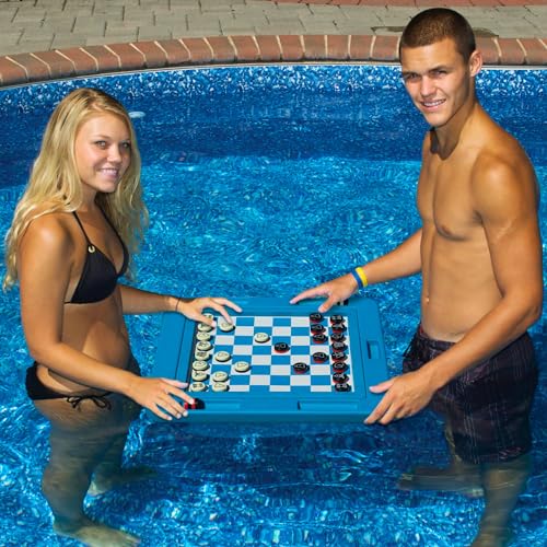 Swimline Floating Multi-Game Gameboard For 2-4 Players , Blue - style: Floating Magnetic Multi-Game Board Set
