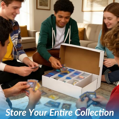 4-Pack Toploder Trading Card Storage Box,12000Count,Bulk Box For Card With Dividers&Labels,Card Storage Box for TCG/Magic/Mtg Basketball Cards, Collectible Trading Card Boxes - style: 5 Row-4 pack