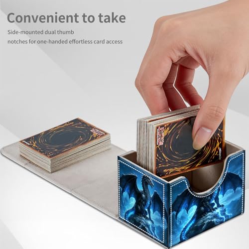 Blue Dragon Lightning for MTG Deck Box, 100+ Double Sleeved Card Storage Case, PU Leather Commander Deck Case for TCG Magic Yugioh, Magnetic Closure - color: Blue Dragon Lightning