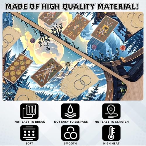 MTG Playmat- Stitched Edges Forest TCG Playmat-Non-Slip Landscape Play Mat Smooth Surface Rubber Base Board Game Mousepad 24x14 inches for Trading Card Game Playing with Storage Bags - color: Snow House