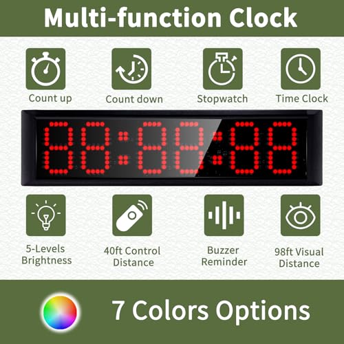 Large LED Display Digital Race Timer Clock with Tripod,Battery,Remote Control,Function-Countdown/Up/Time Clock,for Sports Events, Races, Meetings, Presentations (Non-Waterproof +RGB) - style: non-waterproof +rgb