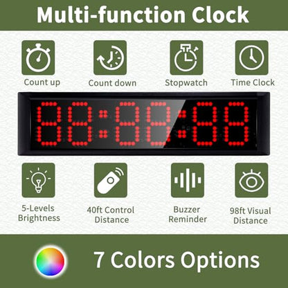 Large LED Display Digital Race Timer Clock with Tripod,Battery,Remote Control,Function-Countdown/Up/Time Clock,for Sports Events, Races, Meetings, Presentations (Non-Waterproof +RGB) - style: non-waterproof +rgb