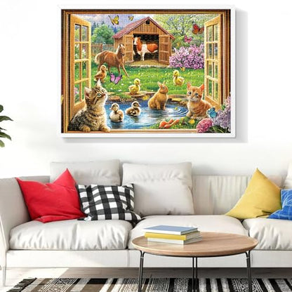500 Piece Puzzles for Adults Funny Cat Animal Jigsaw Puzzles 500 Pieces Adult Puzzles Pet Lover Family Challenging Game Gift for Friends 20.5x15IN - style: Farm