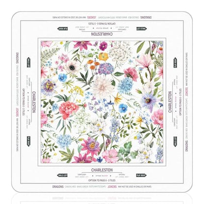 Tegeme Large Mahjong Mat 31.5 x 31.5 Inch Chinoiserie Flower Mahjong Mat | Anti Slip Game Rug for American Mah Jong Game Table Card Board Tile - size: 31.5" X 31.5", style: Floral