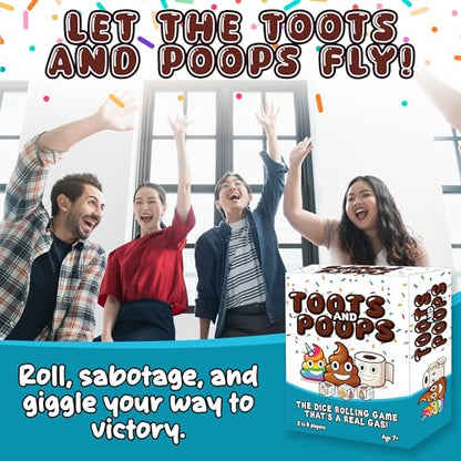 Toots & Poops – Fast-Paced Dice Rolling Game for Teens & Adults, Tabletop Family Games for Game Night Fun, Ideal Party, Camping & Travel Game for Teens & Adults, 2-8 Players Ages 7+