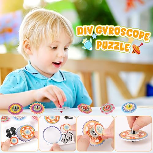 LOMIMOS 3D Cartoon Puzzle for Kids, 30 Pieces 3D Jigsaw Gyroscope Montessori Toys Creative Learning Model Paper Puzzle Game for Xmas Art DIY Craft Gift Decor Classroom Prize Party Favor - style: Gyroscope