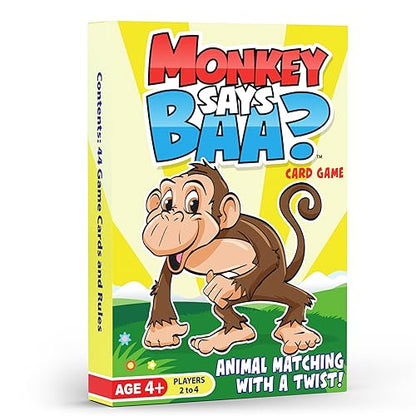 Monkey Says Baa? – Animal Matching Game for Kids Ages 4 and Up | Fun Preschool Learning Activities with Mimicked Animal Sounds & Charades for Sensory Play – Birthday Gift for Boys & Girls