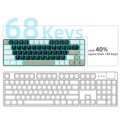 MageGee Portable 60% Mechanical Gaming Keyboard, MK-Box LED Backlit Compact 68 Keys Mini Wired Office Keyboard with Brown Switch for Windows Laptop PC Mac - Black/Coffee Color - color: Brown/Brown Switch
