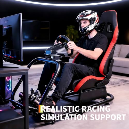 Foldable Sim Racing Rig | Heavy-Duty Carbon Steel Racing Wheel Frame Fits Logitech & All Top Gaming Steering Wheel Brands - size: 48.5x24.7x41 Inch