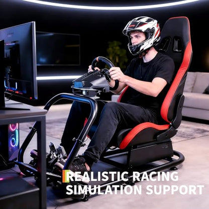 Foldable Sim Racing Rig | Heavy-Duty Carbon Steel Racing Wheel Frame Fits Logitech & All Top Gaming Steering Wheel Brands - size: 48.5x24.7x41 Inch