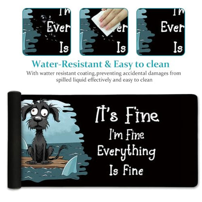 LIMKRIAN Dog Large Mouse Pad Desk Mat for Keyboard and Mouse, 31.5x11.8 in | Stitched Edges, Waterproof Surface, Non-Slip Rubber Base, Funny Desk Accessories For Office Home, Cute Keyboard Mouse Pad - color: Funny Dog
