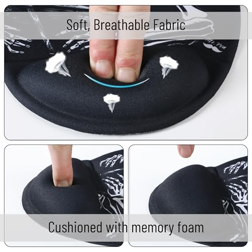 Mr. Pen- Ergonomic Mouse Pad with Wrist Rest, Grim Reader Design | Breathable Fabric with Memory Foam Cushion, Non-Slip Rubber Base, Gel Mouse Pad with Wrist Support - color: Grim Reader