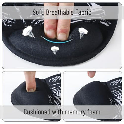 Mr. Pen- Ergonomic Mouse Pad with Wrist Rest, Grim Reader Design | Breathable Fabric with Memory Foam Cushion, Non-Slip Rubber Base, Gel Mouse Pad with Wrist Support - color: Grim Reader