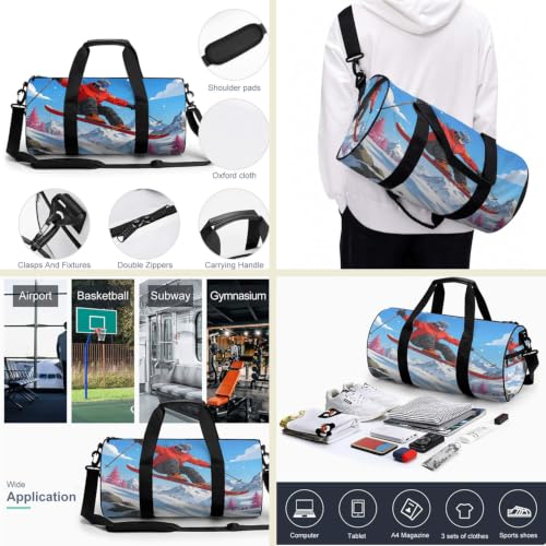 17 Inch Snowboard Graphic Sports Backpack Full Print Mountain Landscape Outdoor Gym Bag with Shoe Compartment (06)