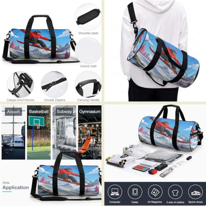 17 Inch Snowboard Graphic Sports Backpack Full Print Mountain Landscape Outdoor Gym Bag with Shoe Compartment (06)