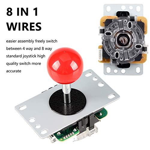 EG STARTS Classic Arcade DIY Kit Parts 2x USB LED Encoder To PC Consols Games + 2x 4/8 Ways Joystick + 20x 5V Illuminated Push Buttons For Mame Raspberry pi (Red/Blue Stick + MIX Color Buttons)