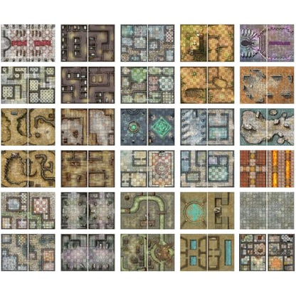 Loke Big Book of Battle Mats Cells & Shrines - Lay Flat Wipe Clean Fantasy RPG Maps with Tokens & 5E Content for Tabletop Adventures