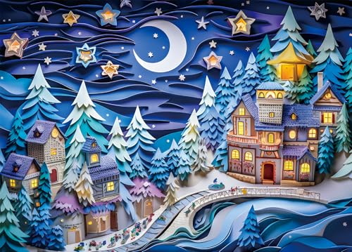 1000 Pieces Jigsaw Puzzle for Adults - Town with Poster, Fits Perfectly Between Them, Letters on the Back, Dust Free, Gift for Elderly (70 x 50 cm) - color: Town