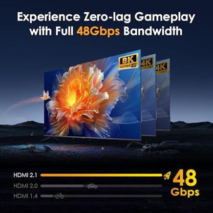 8K@60Hz HDMI 2.1 Switch 5 in 1 Out, 48Gbps Ultra HD 4K 120Hz, HDR10/Dolby Vision, 3D, Supports DTS-HD, Dolby TrueHD Compatible with PS5/4 Xbox Nintendo Switch Roku Apple TV Fire Stick Gaming PC - size: 8K@60Hz 5 in 1 Out HDMI Switch