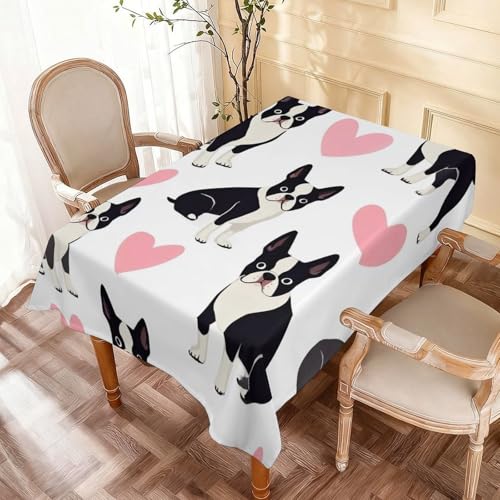 Fashion Wrinkle Resistant Table Cover Kitchen Dining Tabletop for Holiday Party Boston Terrier Bulldog - color: Color64, size: 59.8x71.7in