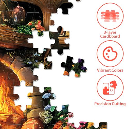300 Pieces Puzzle for Adults | Mushroom Cat Flower Puzzle Recycled Cardboard Large Piece Jigsaw Puzzles 300 Pieces | Challenging Puzzles Game Home Decor Party Gift for Adult Kids Seniors 20.5*15 inch - style: Mushroom