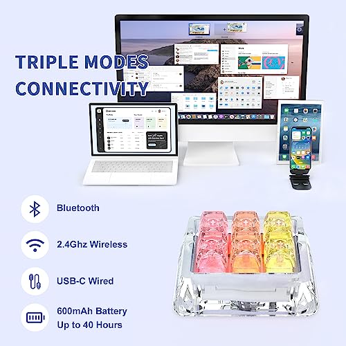 Attack Shark OSU Keypad,6-Key One Handed Keypad,Mini Mechanica RGB keypad for macros and Rhythm Games,Hot swappable Switch,3 Modes 2.4GHz Wireless/USB-C/Bluetooth,Support NKRO for iOS,Windows.
