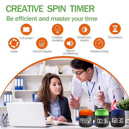 Large Display Digital Timer Stopwatch, Retro Manual Twist Table Count Down & Up Game Timer, Easy to use, Night Light Silent & Sound Timers for ADHD Study Work Kitchen Classroom Yoga Gym (Tangerine) - color: Tangerine