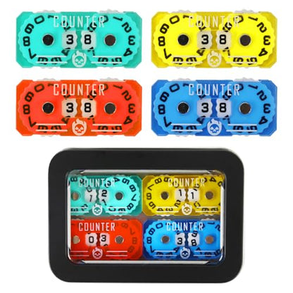 4Pcs MTG Life Counter Twin Digits with Metal Box, Health Tracker Life Counter for MTG Magic Card Games Accessories, Compatible with Magic the gatering Tabletop RPG D&D CCG TCG Board Games - color: D Color-4pcs