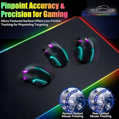 Wireless Charging RGB Gaming Mouse Pad 15W -800x300x4MM-Fast Charging, Ultra-Smooth Surface, Non-Slip Base, 13 Light Modes - Ultimate RGB Mouse Pad for Gamers - Large Mouse Pad Gaming Mat