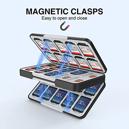 HEIYING SD Card Holder for Memory SD and TF Cards, Portable Case Compatible with 40 SDXC SDHC and 40 TF Card Slots - color: Carbon Fibre Black