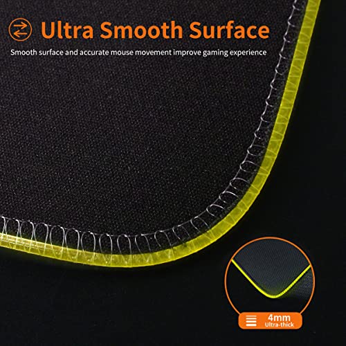 Qisan RGB Large Gaming Mouse Pad with Nonslip Base-31.5 x 11.8 Inch | Soft LED Extended Mousepad Keyboard Pad Desk Pad with Anti-Slip Rubber Base | Large Desk Mat for Keyboard and Mouse-RGB - color: Black | RGB
