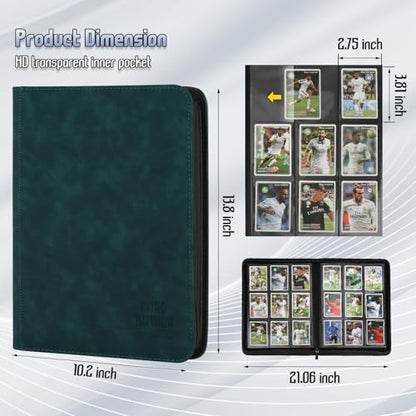 Trading Card Binder, Premium 9 Pocket Double Sided 540 Pocket PU Card Collection Binder, Collectible Trading Card Albums for MTG, TCG, Sport Card, Game Cards (Viridian) - color: Viridian