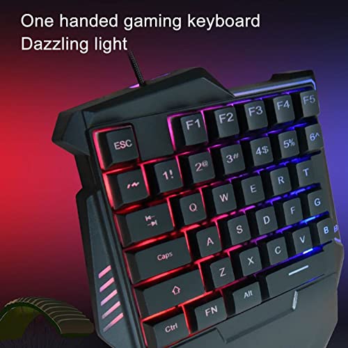 One Handed Gaming Keyboard, 35 Keys RGB Backlit Ergonomic Keyboard with Wrist Rest, USB Wired Silent Mini Gaming Keypad for PC